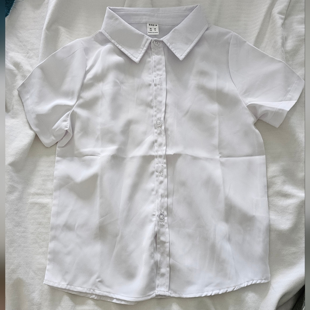 NWOT - SHEIN kids white poly "silk feel" button down